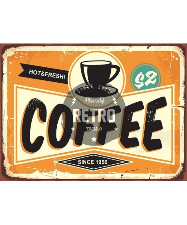 Kahve & Coffee 5 - Ahşap Retro Tablo